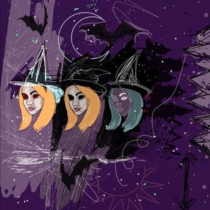 Art print by APPLEBLOODART witches moon bats